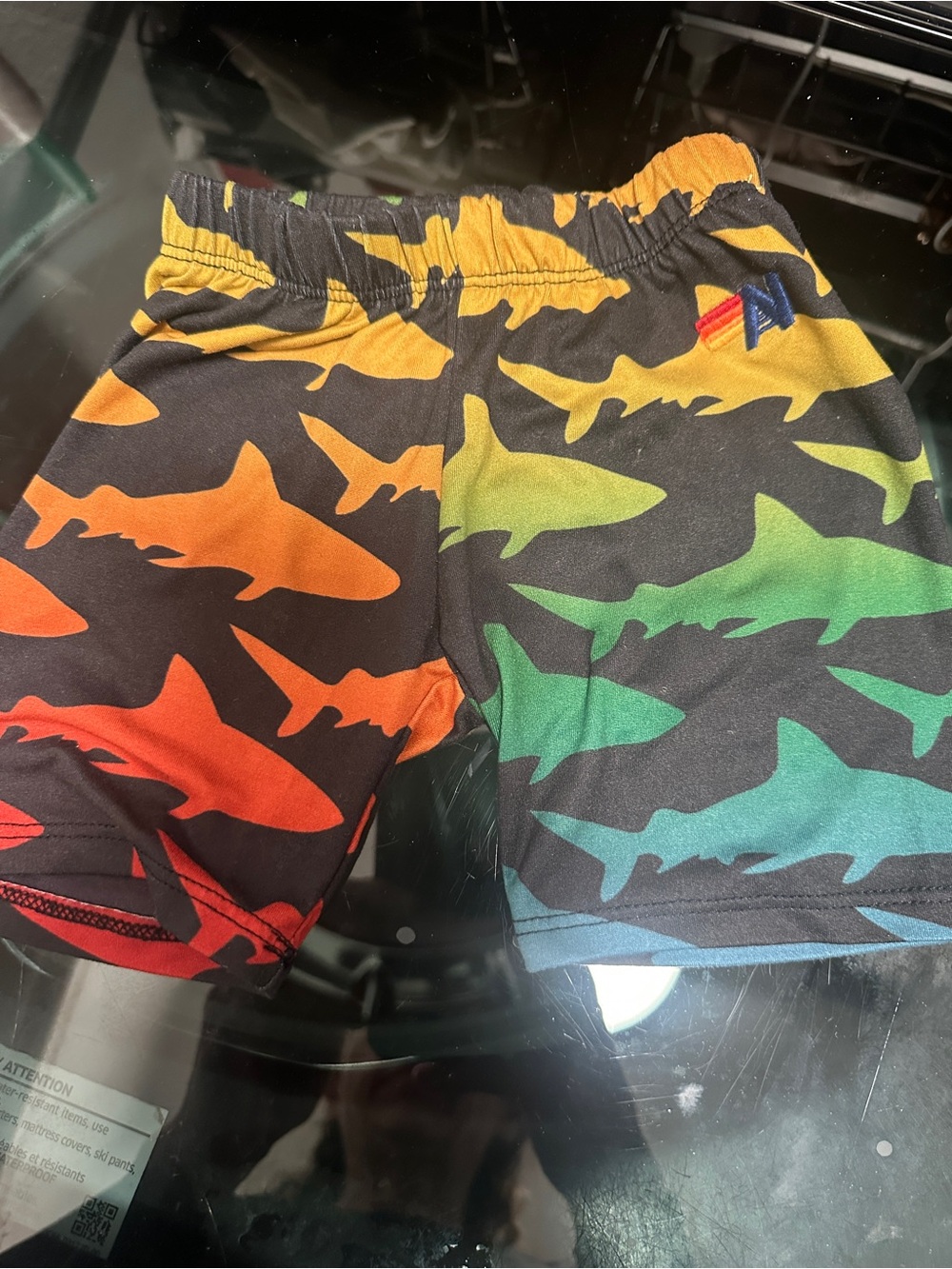 Aviator Nation RARE Kids Shark Print Shorts - Rainbow on Black